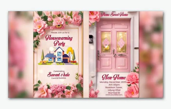 Stylish 3D Floral Housewarming Party Invitation Instagram Story
